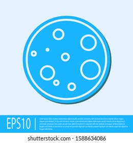 Blue line Moon icon isolated on grey background.  Vector Illustration