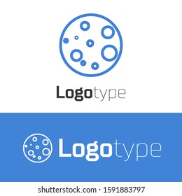 Blue line Moon icon isolated on white background. Logo design template element. Vector Illustration