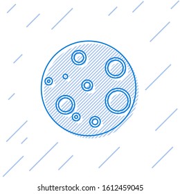 Blue line Moon icon isolated on white background.  Vector Illustration