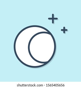 Blue line Moon and stars icon isolated on blue background.  Vector Illustration