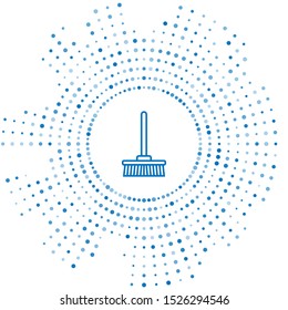 Blue line Mop icon isolated on white background. Cleaning service concept. Abstract circle random dots. Vector Illustration