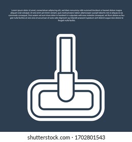 Blaue Linie Mop Symbol einzeln auf blauem Hintergrund. Reinigungskonzept. Vektorillustration-Illustration