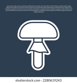 Blue line Mushroom icon isolated on blue background.  Vector