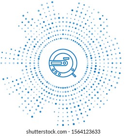 Blue line Music CD player icon isolated on white background. Portable music device. Abstract circle random dots. Vector Illustration