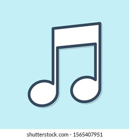 Blue line Music note, tone icon isolated on blue background.  Vector Illustration
