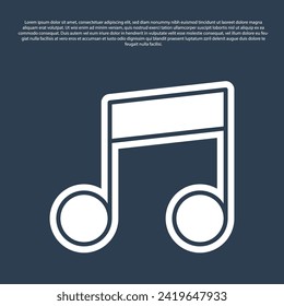 Blue line Music note, tone icon isolated on blue background.  Vector