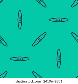 Blue line Nail file pet icon isolated seamless pattern on green background. Professional treatment at home grooming for pet.  Vector