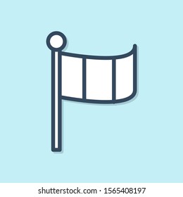 Blue line National Ireland flag icon isolated on blue background.  Vector Illustration