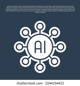 Blue line Neural network icon isolated on blue background. Artificial intelligence AI.  Vector
