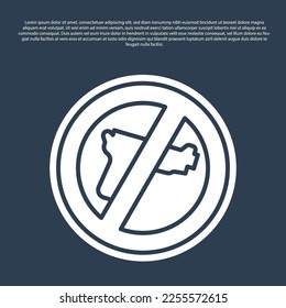 Blue line No war icon isolated on blue background. The peace symbol.  Vector