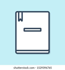 Blue line Notebook icon isolated on blue background. Spiral notepad icon. School notebook. Writing pad. Diary for school.  Vector Illustration