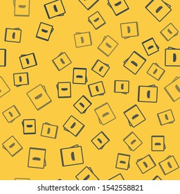 Blue line Notebook icon isolated seamless pattern on yellow background. Spiral notepad icon. School notebook. Writing pad. Diary for school.  Vector Illustration