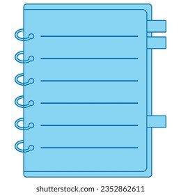 Blue line notebook. Vector illustration with education theme. Back to school.