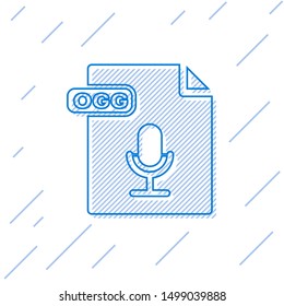 Blue line OGG file document. Download ogg button icon isolated on white background. OGG file symbol.  Vector Illustration
