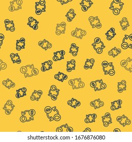 Blue line Oil exchange, water transfer, convert icon isolated seamless pattern on yellow background.  Vector Illustration