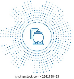 Blue line Oil tank storage icon isolated on white background. Vessel tank for oil and gas industrial. Oil tank technology station. Abstract circle random dots. Vector
