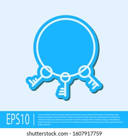 Blue line Old keys icon isolated on grey background.  Vector Illustration