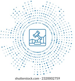 Blue line Online internet auction icon isolated on white background. International trade concept. Investment, stock market exchange and trading. Abstract circle random dots. Vector