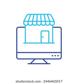 Blue Line Online Store vector icon