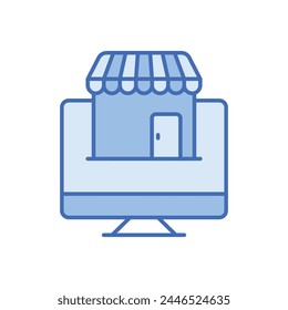 Blue Line Online Store vector icon