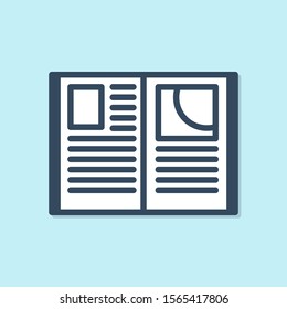 Blue line Open book icon isolated on blue background.  Vector Illustration