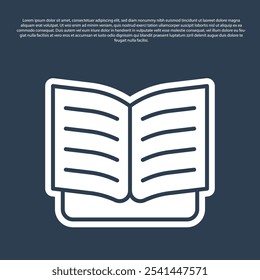 Blue line Open book icon isolated on blue background.  Vector