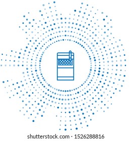 Blue line Open cigarettes pack box icon isolated on white background. Cigarettes pack. Abstract circle random dots. Vector Illustration