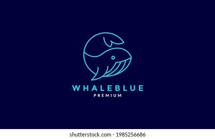 blue line orca whale logo symbol vector design illustration