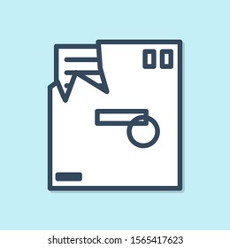 Blue line Ordered envelope icon isolated on blue background. Email message letter symbol.  Vector Illustration