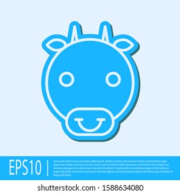 Blue line Ox zodiac sign icon isolated on grey background. Astrological horoscope collection.  Vector Illustration