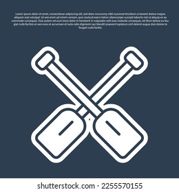 Blue line Paddle icon isolated on blue background. Paddle boat oars.  Vector