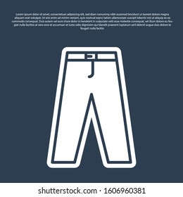 Blue line Pants icon isolated on blue background.  Vector Illustration