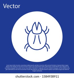 Blue line Parasite mite icon isolated on blue background. White circle button. Vector Illustration