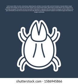 Blue line Parasite mite icon isolated on blue background.  Vector Illustration