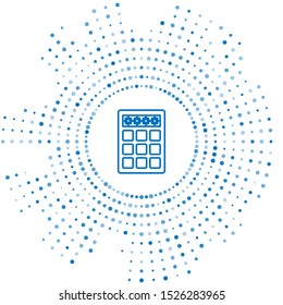 Blue line Password protection and safety access icon isolated on white background. Security, safety, protection, privacy concept. Abstract circle random dots. Vector Illustration