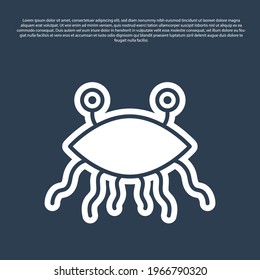 Blue line Pastafarianism icon isolated on blue background.  Vector Illustration