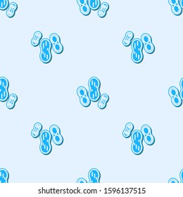 Blue line Peanut icon isolated seamless pattern on grey background.  Vector Illustration