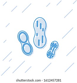 Blue line Peanut icon isolated on white background.  Vector Illustration