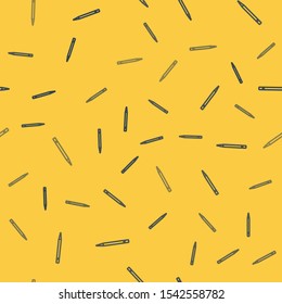 Blue line Pencil with eraser and line icon isolated seamless pattern on yellow background. Drawing and educational tools. School office symbol.  Vector Illustration