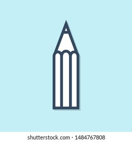 Blue line Pencil icon isolated on blue background. Education sign. Drawing and educational tools. School office symbol.  Vector Illustration