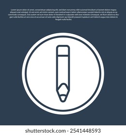 Blue line Pencil icon isolated on blue background. Drawing and educational tools. School office symbol.  Vector