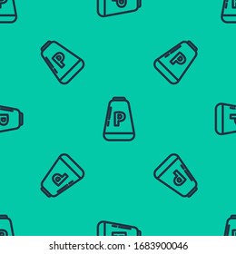 Blue line Pepper icon isolated seamless pattern on green background. Cooking spices.  Vector Illustration