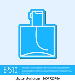 Blue line Perfume icon isolated on grey background.  Vector Illustration