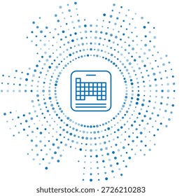 Línea azul Tabla periódica del icono de los Elementos aislados sobre fondo blanco. Abstractas puntos aleatorios circulares. Vector