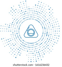 Blue line Pet bed icon isolated on white background. Abstract circle random dots. Vector Illustration