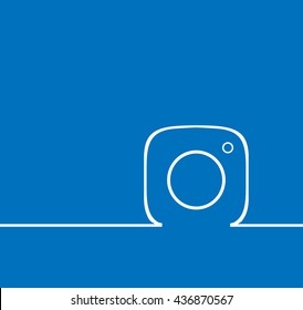 Blue  Line Photo Camera  background Vector Logo, JPG, JPEG, EPS. Icon Button.instagram Flat Social Media Sign