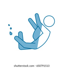 blue line pictogram man jumping up concept