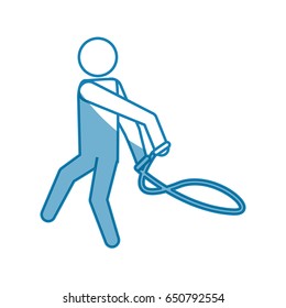 blue line pictogram man jumping rope workout
