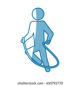 blue line pictogram man jumping rope workout