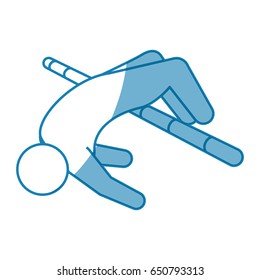 blue line pictogram man practice pole vault sport